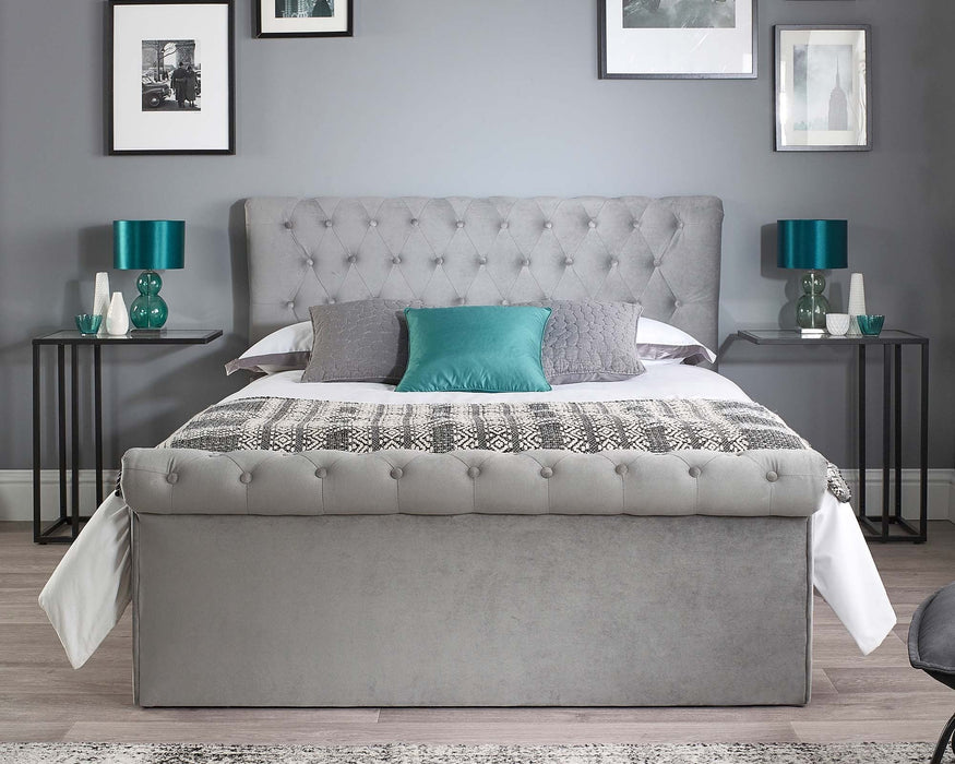 AspireAspire Chesterfield Side Lift Ottoman Bed Grey Velvet - Rest Relax