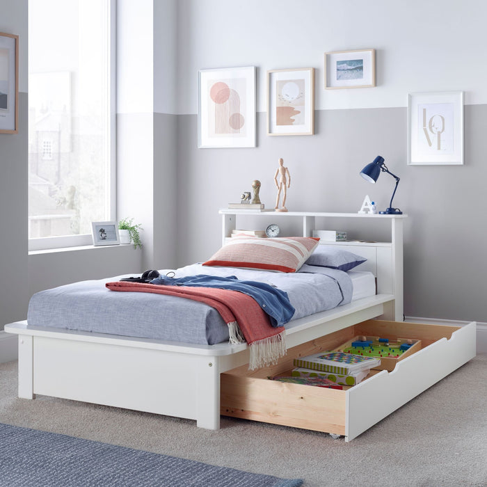 Furniture HausFranklin White Wooden Storage Single Bed - Rest Relax