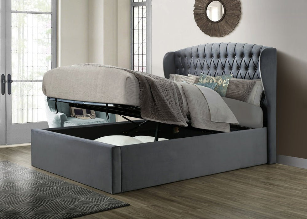 Furniture HausWhitby Grey Velvet Ottoman Bed - Rest Relax