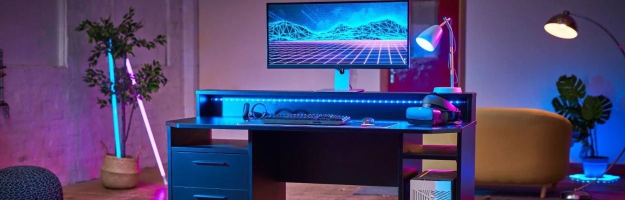Gaming Desk with LED Lights - Rest Relax
