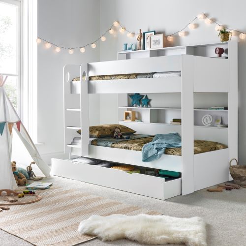 Rest Relax Olive Storage Bunk Bed in White