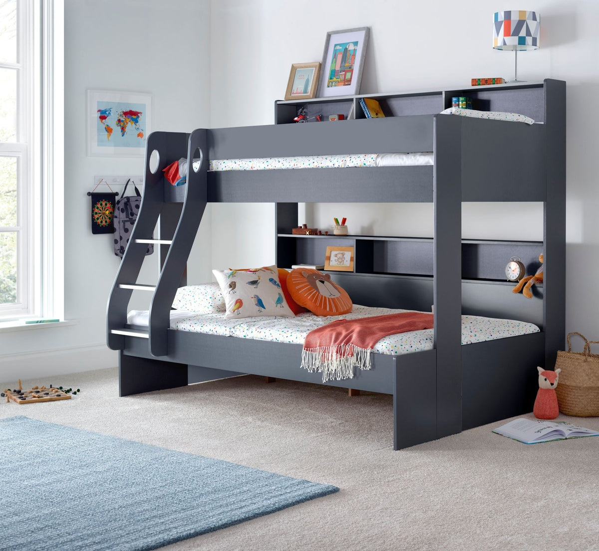 Bedmaster Oliver Onyx Grey Triple Sleeper Storage Bunk Bed — Rest Relax