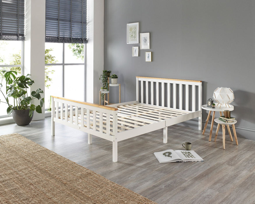 AspireAspire Atlantic Solid Wood White and Natural Bed Frame - Rest Relax