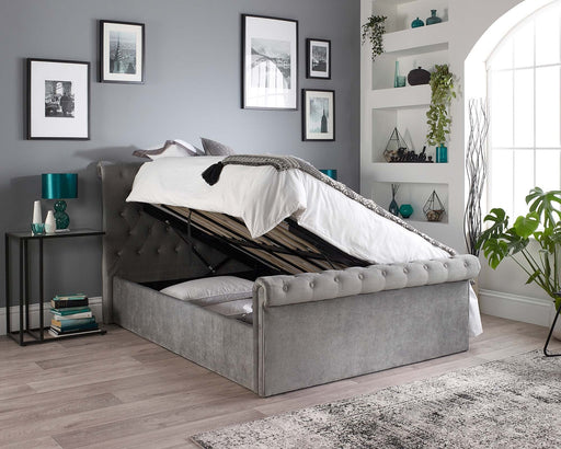 AspireAspire Chesterfield Side Lift Ottoman Bed Grey Velvet - Rest Relax