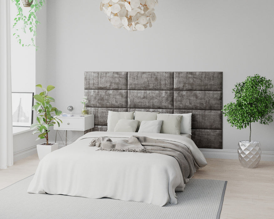 AspireAspire EasyMount Wall Mounted Upholstered Panels, Modular DIY Headboard in Distressed Velvet Fabric - Slate - Rest Relax