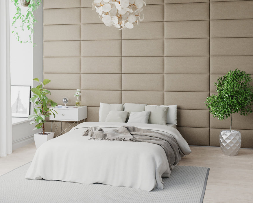 AspireAspire EasyMount Wall Mounted Upholstered Panels, Modular DIY Headboard in Eire Linen Fabric - Natural - Rest Relax