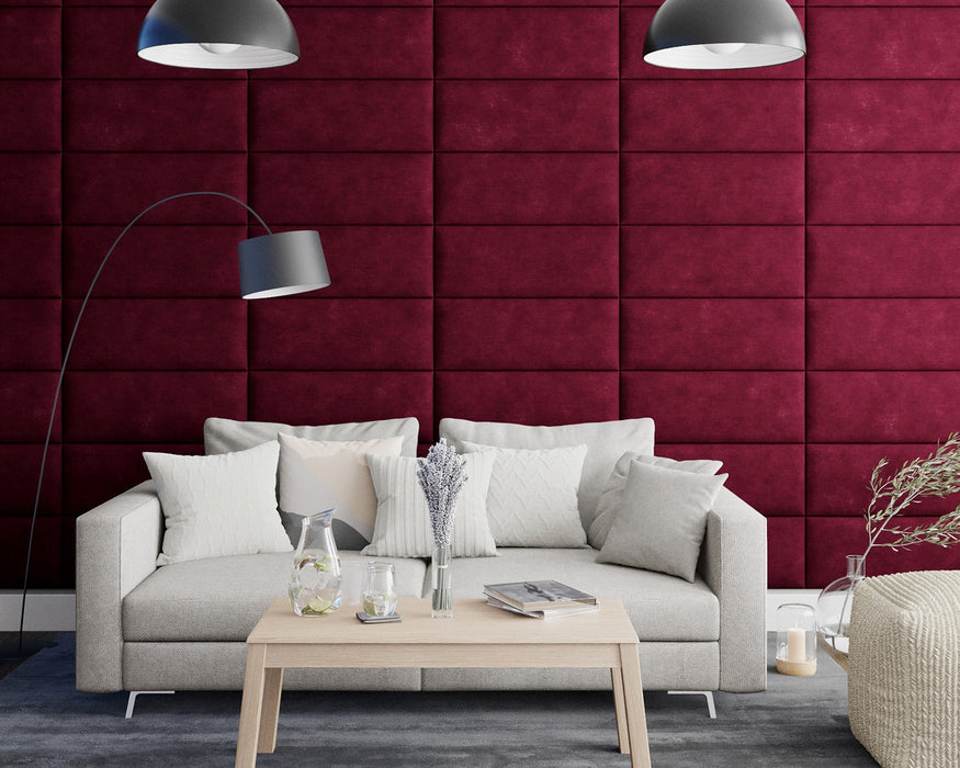 AspireAspire EasyMount Wall Mounted Upholstered Panels, Modular DIY Headboard in Kimiyo Linen Fabric - Bordeaux - Rest Relax