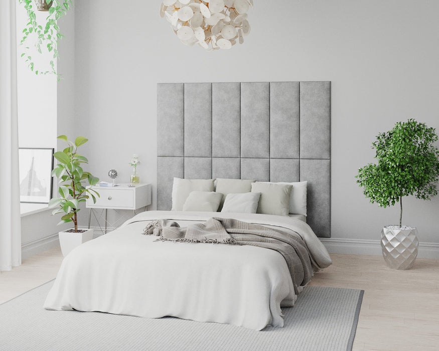 AspireAspire EasyMount Wall Mounted Upholstered Panels, Modular DIY Headboard in Kimiyo Linen Fabric - Silver - Rest Relax