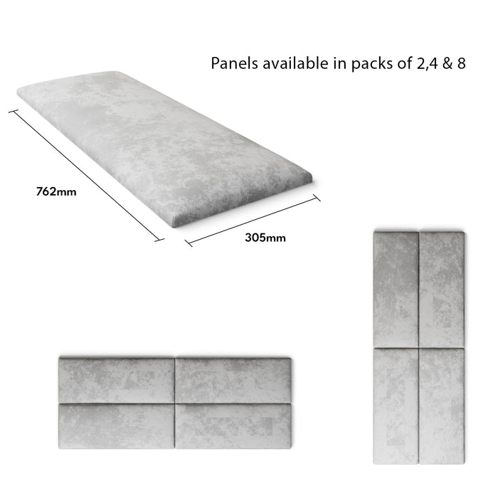 Aspire Wall Panel Headboard Velcro Packs in Mirazzi Velvet  - Silver