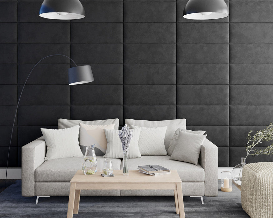 AspireAspire EasyMount Wall Mounted Upholstered Panels, Modular DIY Headboard in Plush Velvet Fabric - Ebony - Rest Relax
