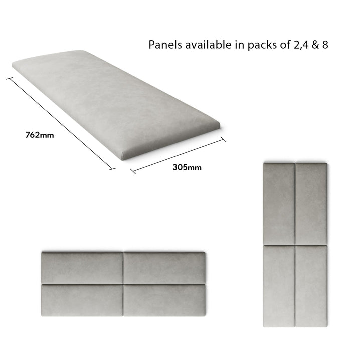 Aspire Wall Panel Headboard Velcro Packs in Plush Velvet  - Light Silver