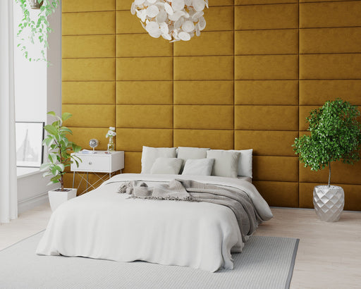 AspireAspire EasyMount Wall Mounted Upholstered Panels, Modular DIY Headboard in Plush Velvet Fabric - Ochre - Rest Relax
