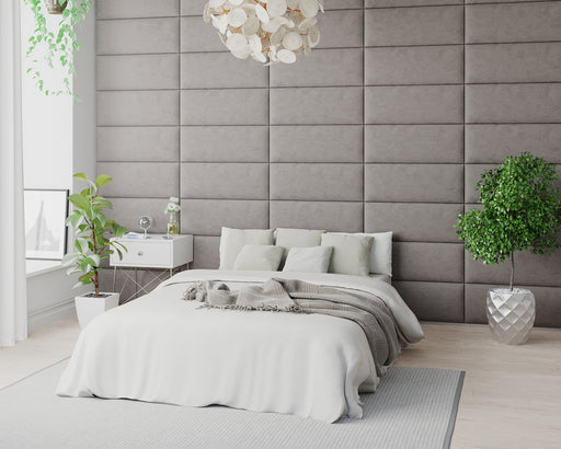 AspireAspire EasyMount Wall Mounted Upholstered Panels, Modular DIY Headboard in Plush Velvet Fabric - Silver - Rest Relax