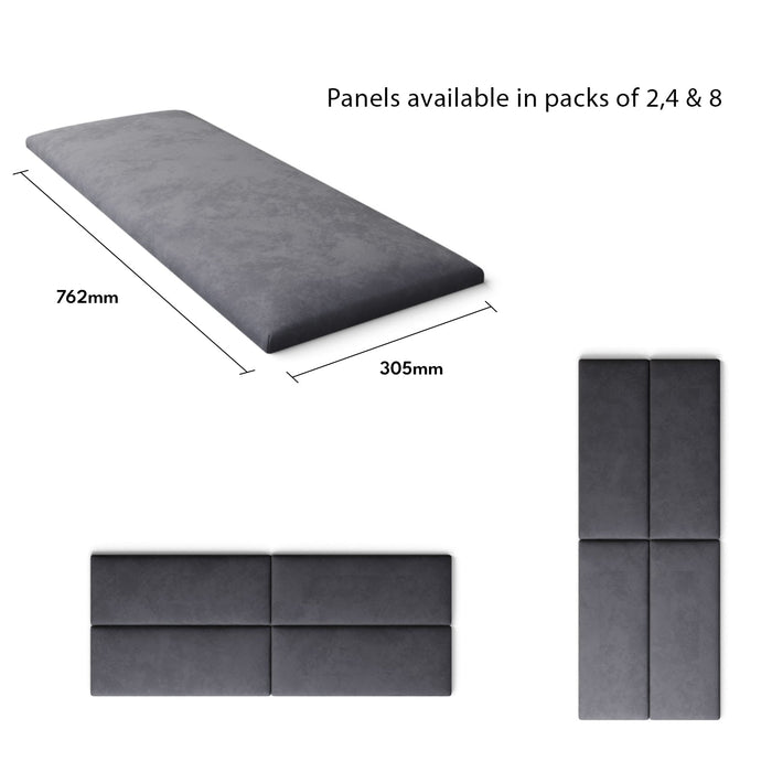 AspireAspire EasyMount Wall Mounted Upholstered Panels, Modular DIY Headboard in Plush Velvet Fabric - Steel - Rest Relax