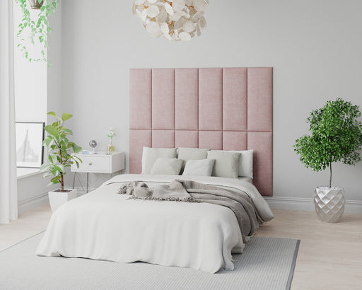 AspireAspire EasyMount Wall Mounted Upholstered Panels, Modular DIY Headboard in Pure Pastel Cotton Fabric - Tea Rose - Rest Relax