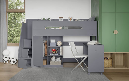 Flair FurnishingsFlair Stepaside Staircase High Sleeper Workstation Grey - Rest Relax