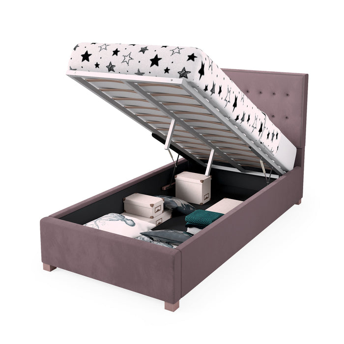 Furniture HausAmelia Fabric Ottoman Single Bed, Plush Velvet Fabric - Blush - Rest Relax