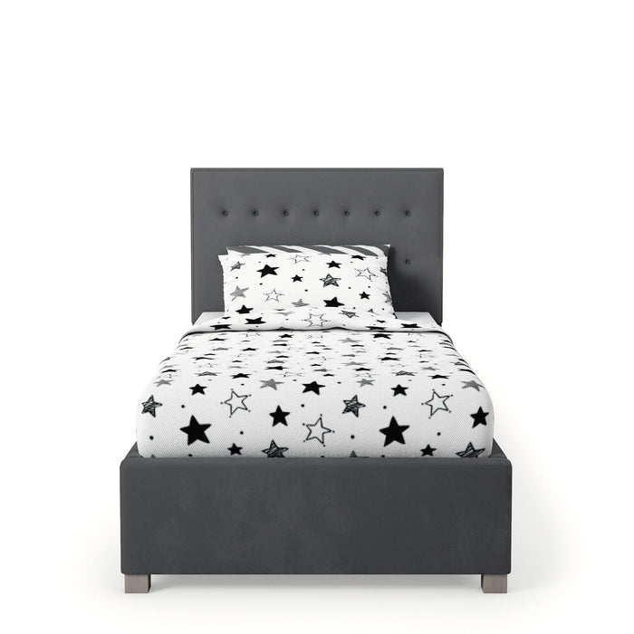 Furniture HausAmelia Fabric Ottoman Single Bed, Plush Velvet Fabric - Steel - Rest Relax