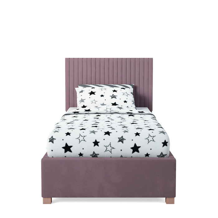 Emma Fabric Ottoman Single Bed, Plush Velvet Fabric - Blush