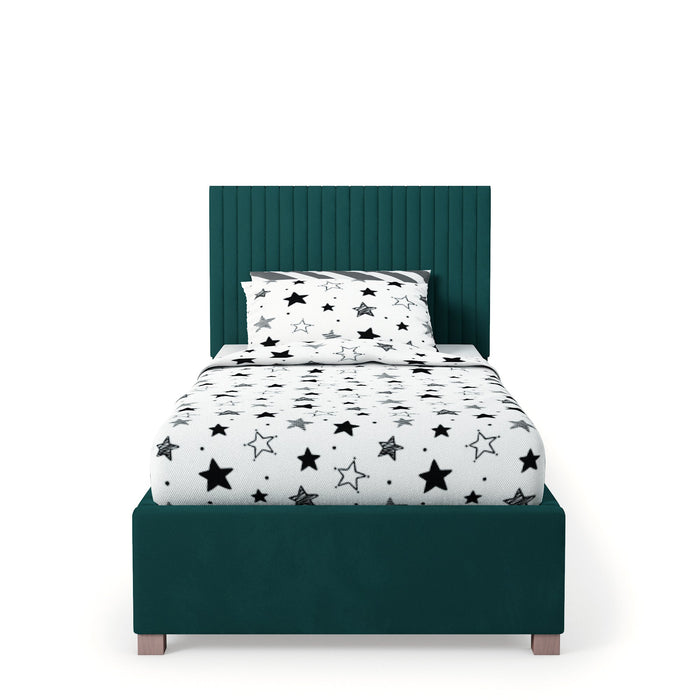 Furniture HausEmma Fabric Ottoman Single Bed, Plush Velvet Fabric - Emerald - Rest Relax