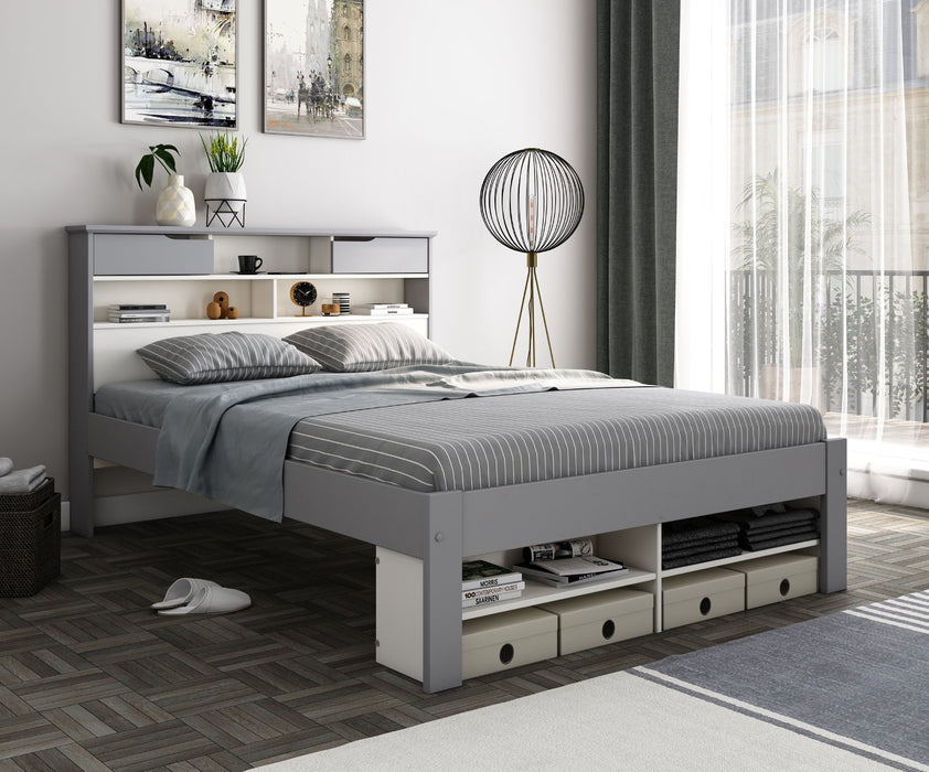 Fabian Grey and White Wooden Guest Bed