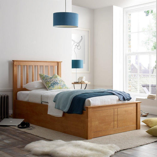 Furniture HausFrancesca Oak Wooden Ottoman Single Bed - Rest Relax