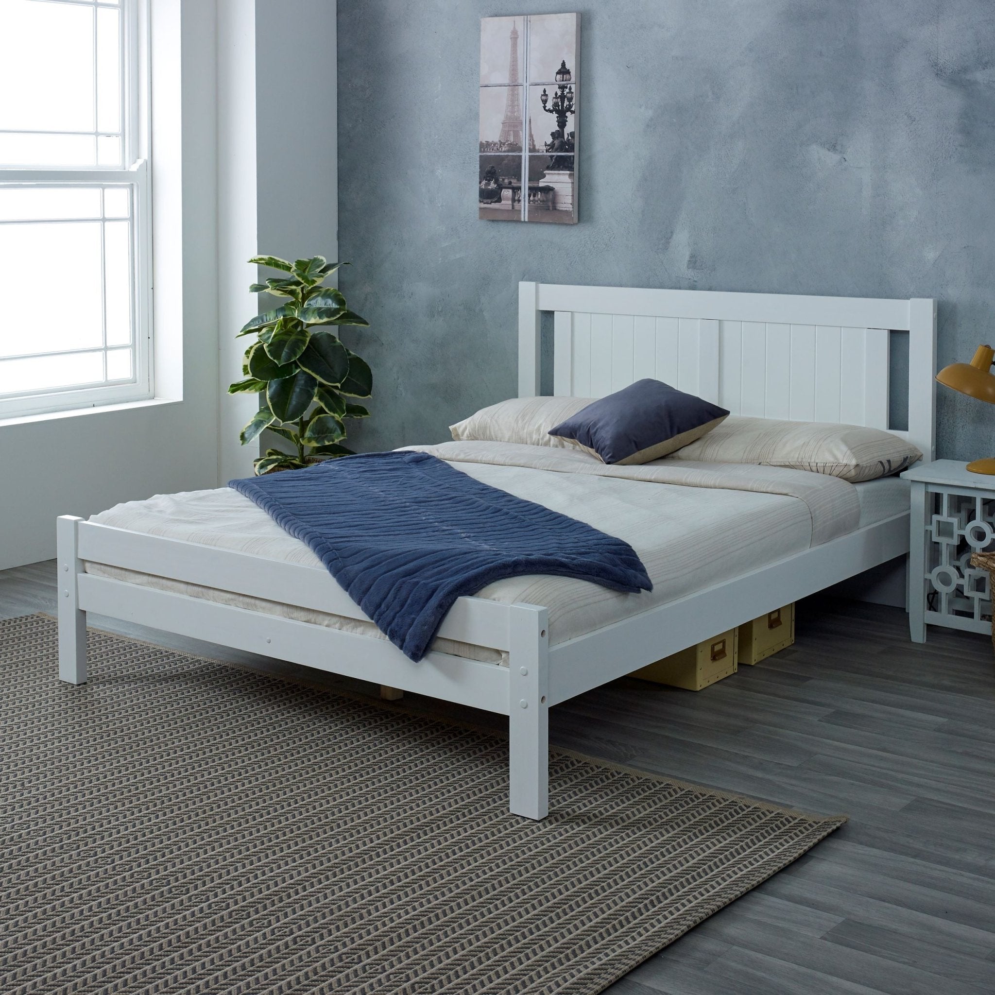 Grace White Wooden Bed Frame — Rest Relax