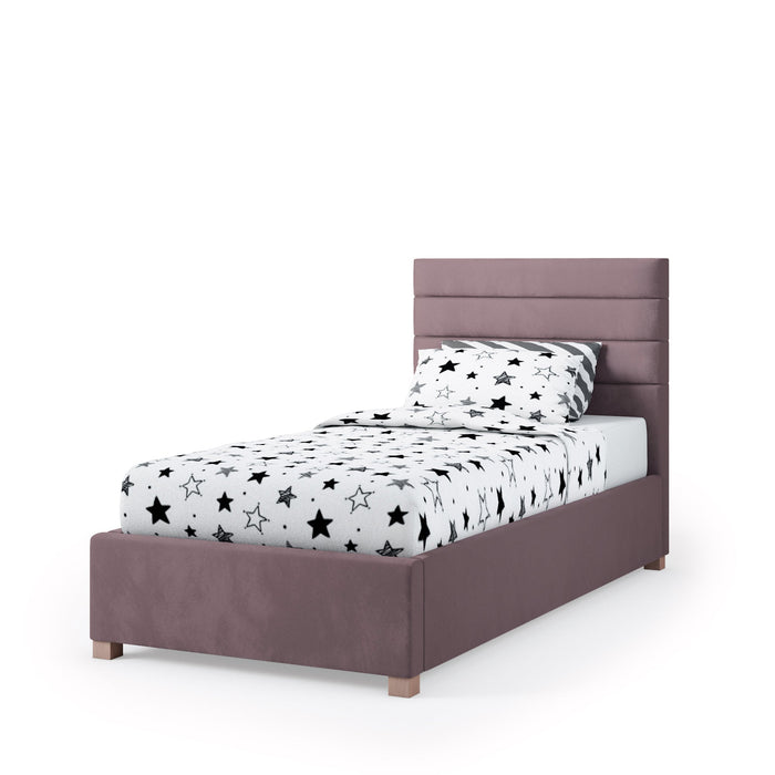 Lottie Fabric Ottoman Single Bed, Plush Velvet Fabric - Blush