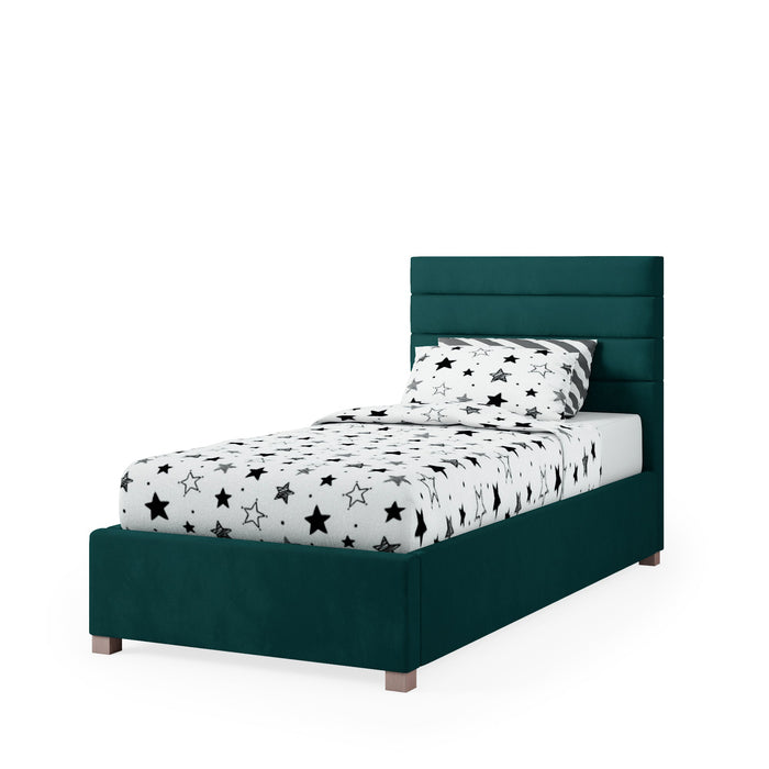 Lottie Fabric Ottoman Single Bed, Plush Velvet Fabric - Emerald