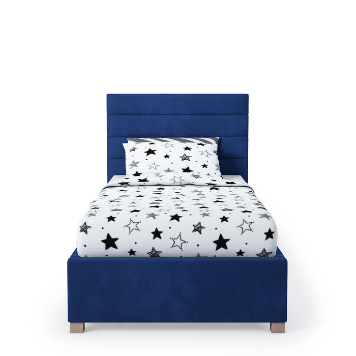 Lottie Fabric Ottoman Single Bed, Plush Velvet Fabric - Navy