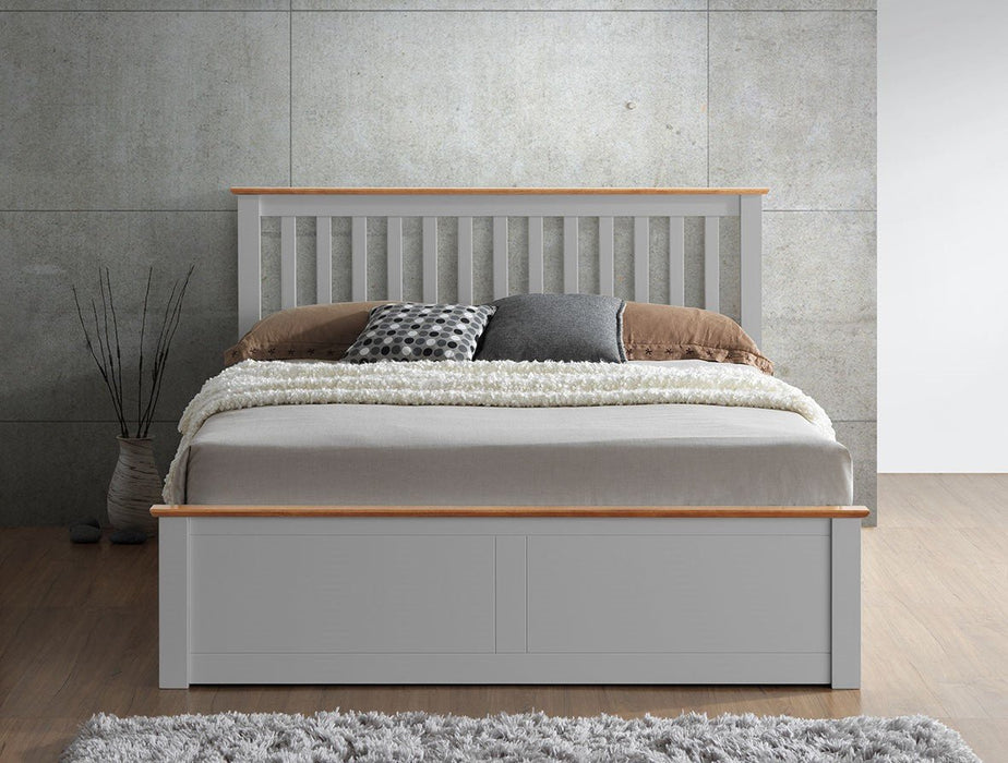 Manhattan Pearl Grey Wooden Ottoman Bed