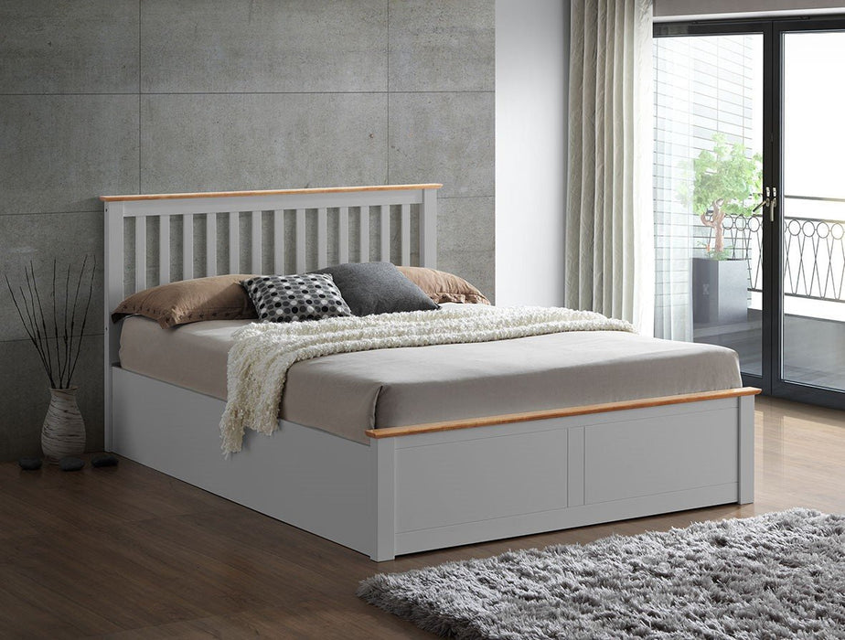 Manhattan Pearl Grey Wooden Ottoman Bed