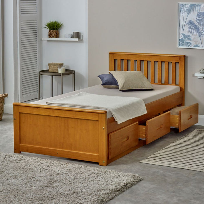 Maxine Honey Wooden Storage Single Cabin Bed