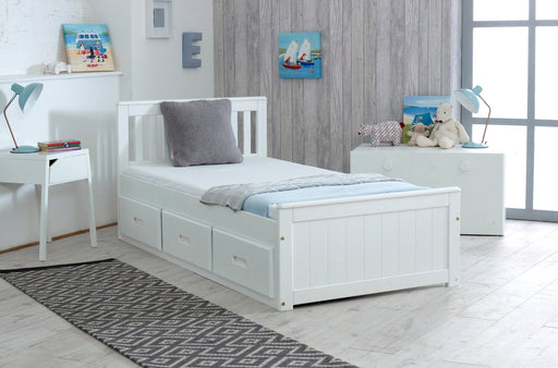 Elegant white storage cabin bed.