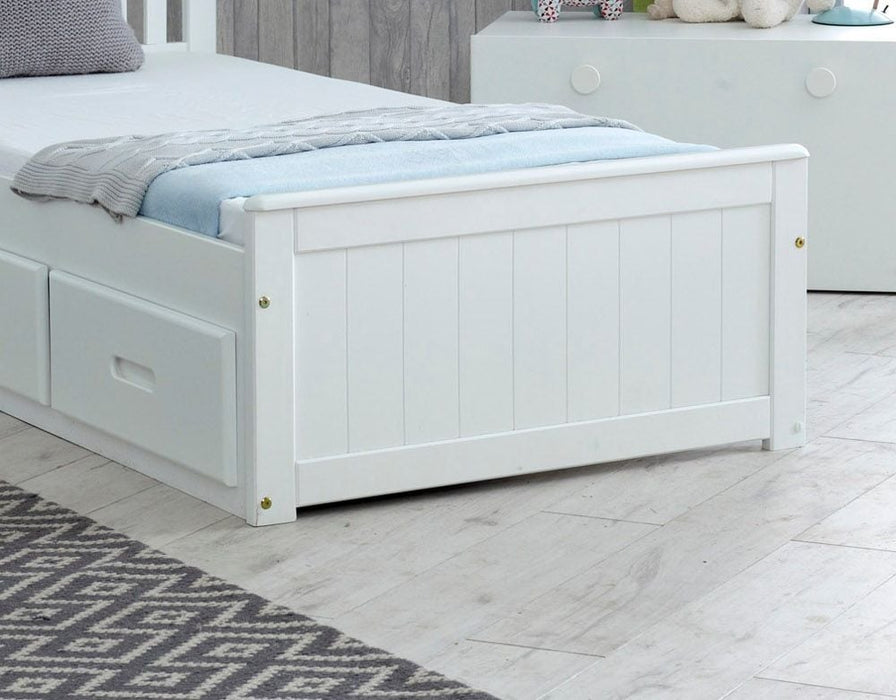 Maxine White Wooden Storage Single Cabin Bed