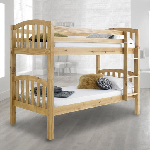 Pine wooden bunk single bed.