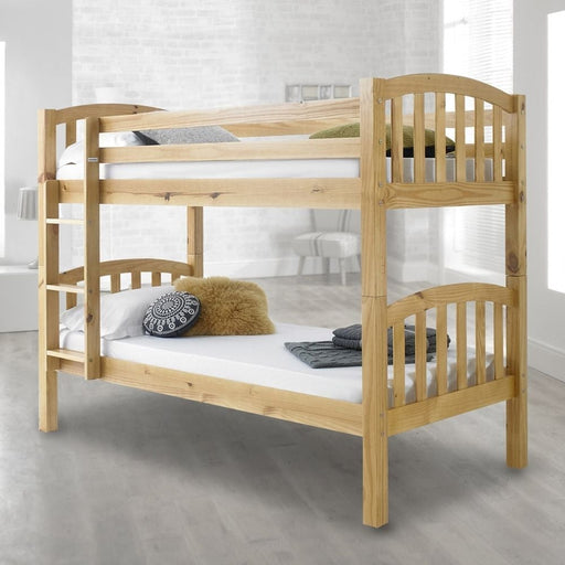 Another perspective of the pine bunk bed.
