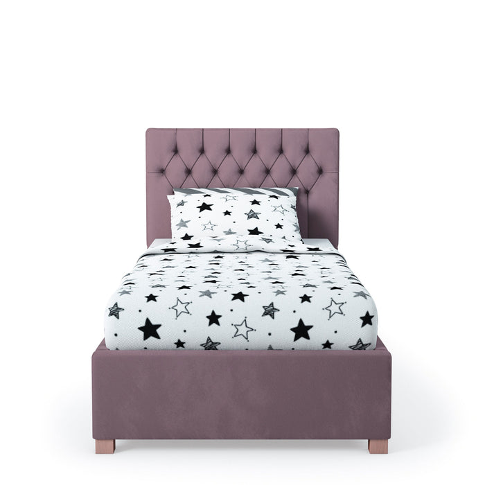 Mia Fabric Ottoman Single Bed, Plush Velvet Fabric - Blush