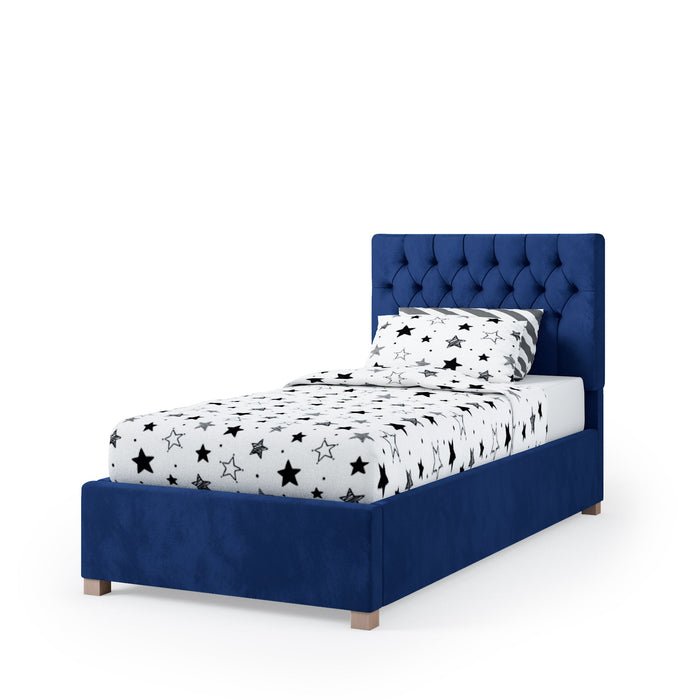 Mia Fabric Ottoman Single Bed, Plush Velvet Fabric - Navy