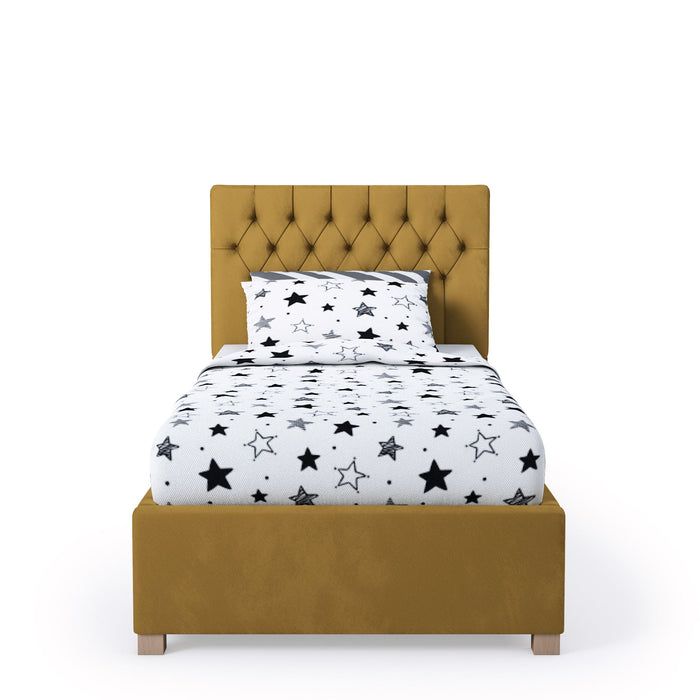 Mia Fabric Ottoman Single Bed, Plush Velvet Fabric - Ochre