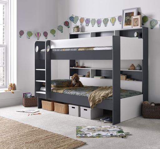 Furniture HausOlive Grey and White Wooden Storage Bunk Bed - Rest Relax