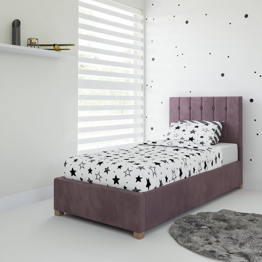 Furniture HausOlivia Fabric Ottoman Single Bed, Plush Velvet Fabric - Blush - Rest Relax