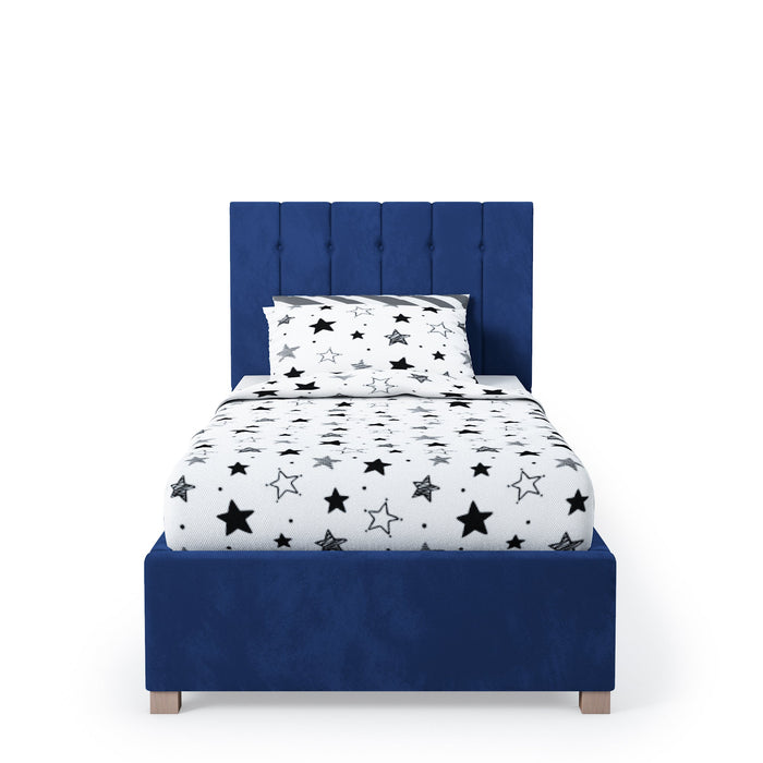 Furniture HausOlivia Fabric Ottoman Single Bed, Plush Velvet Fabric - Navy - Rest Relax