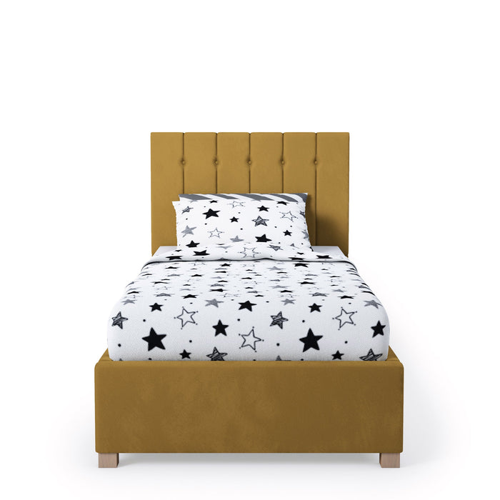 Furniture HausOlivia Fabric Ottoman Single Bed, Plush Velvet Fabric - Ochre - Rest Relax
