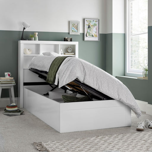 Furniture HausOscar White Wooden Ottoman Storage Single Bed - Rest Relax
