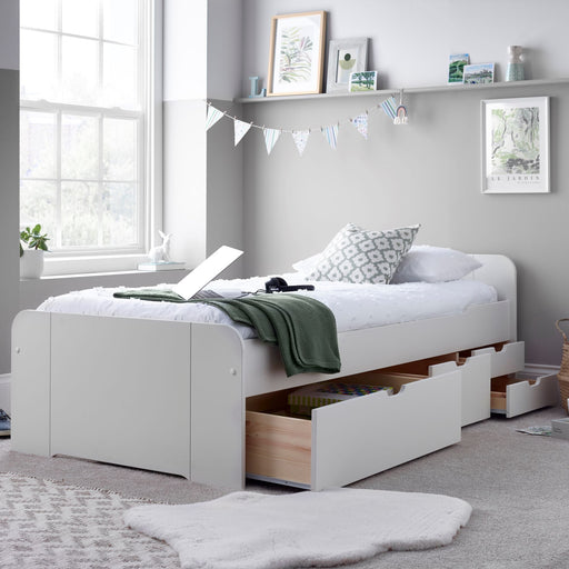 Furniture HausTexas White Wooden Storage Draw Single Bed - Rest Relax