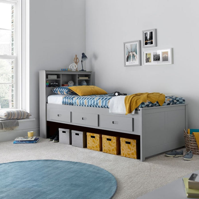 Furniture HausVienna Grey Wooden Guest Single Bed - Rest Relax