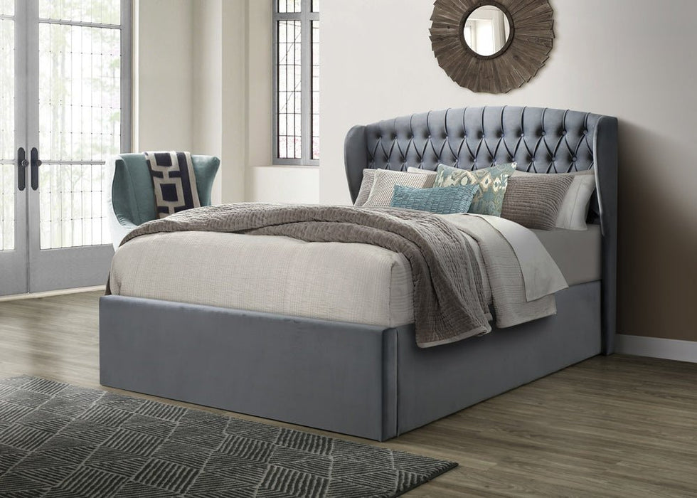 Furniture HausWhitby Grey Velvet Ottoman Bed - Rest Relax