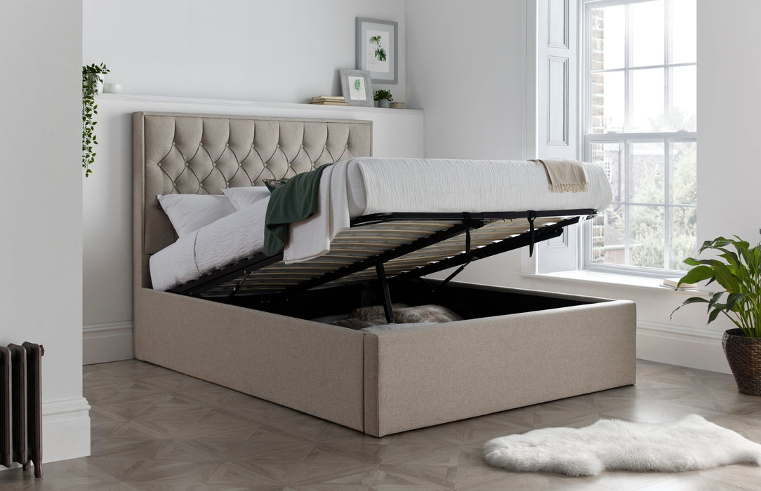 Furniture HausWilford Oatmeal Fabric Ottoman Bed - Rest Relax
