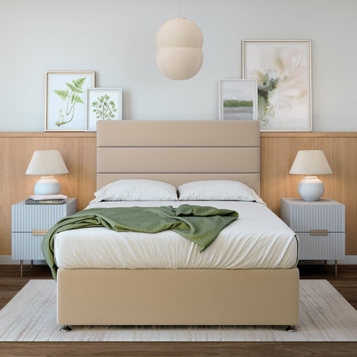 Rest RelaxRest Relax Sleep Plush Velvet Beige Divan Bed with Headboard & Storage Options - Rest Relax